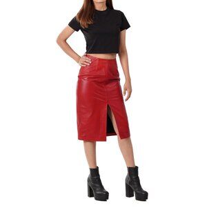 NWT New Decrum Real Lambskin Red Leather Skirt Size XL